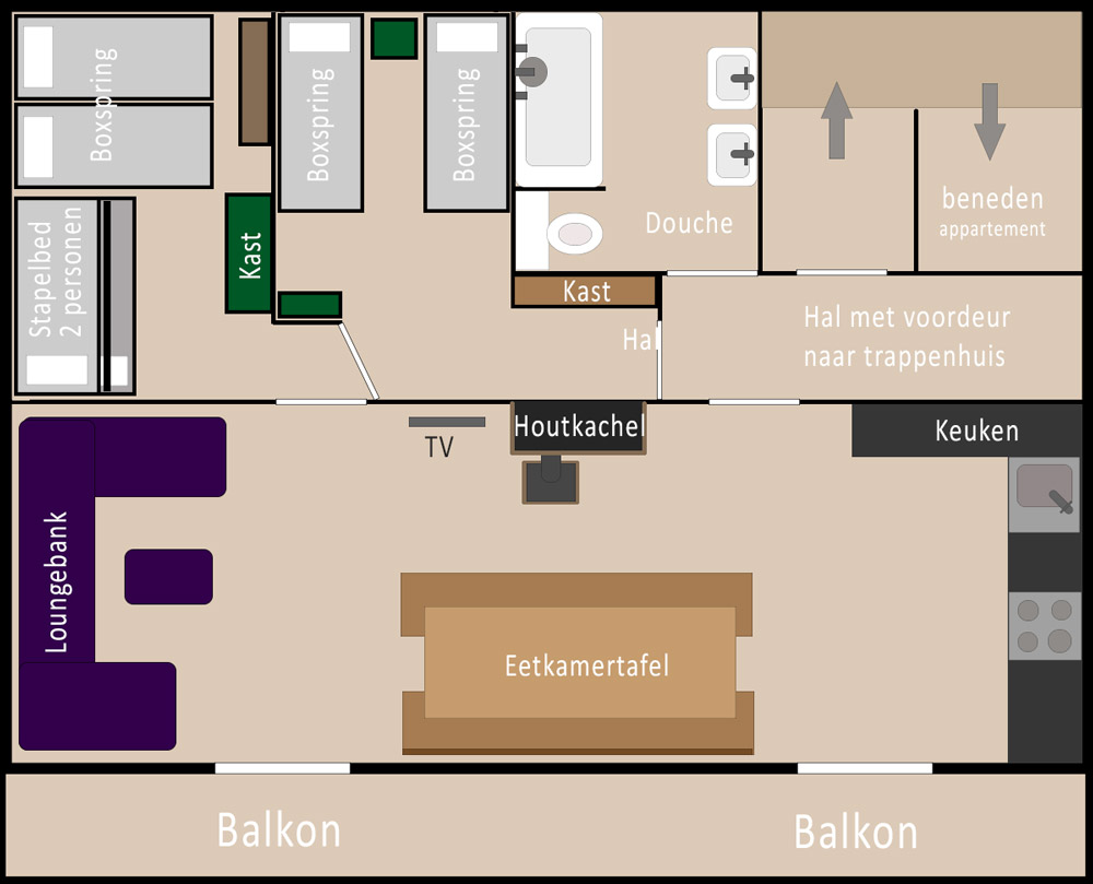 Huis Aspen Leogang Oostenrijk bovenwoning van de vakantiewoning.